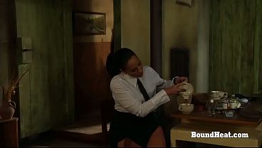 Image Bound Blonde Lesbian Slave Touched And Kissed By Merciless Madame
