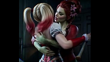 Image Poison Ivy x Harley Quinn lesbian action (AI generated)