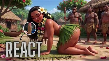 Image React: Adult Moana Glides In Forest Sensual Fours, Tattoo Glistens (AI Generated)