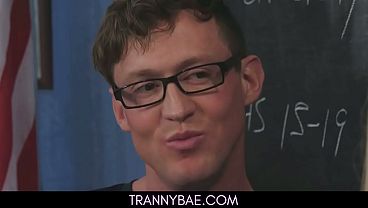 Image Hot Transgender in Sexy White Lingerie Barebacked on The Desk