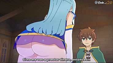 Image Aqua reta a kazuma y recibe una follada