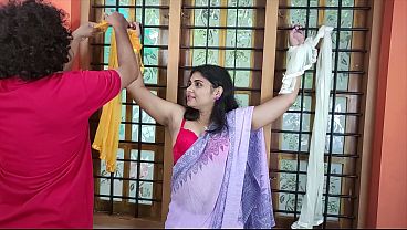 Image Stepsister Saree Removal and Hand Tied Blindfolded Bra Romance, Hot BDSM Love