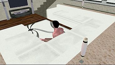 Image 3D Gay Porn: Solo Stud Sits on Floor Shaking Huge Cock in Wild Floppy Jerk Session