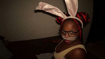 Image First Time Ever Nerdy Ebony With Her Easter Bunny Ears Slutting Out In Her Living Room Area Sucking On Sloppy Dick Big Booty Whore - Jhodez1