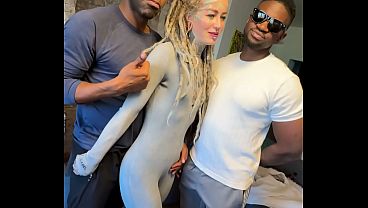 Image BTS of ANAL DAP 3some with two HUGE black cocks and tattooed pornstar