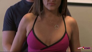 Image Mature brunette slut fucks her trainer on the couch after a sweaty workout