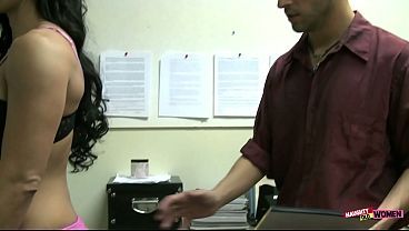 Image His boss spreads her legs on the office desk and lets him pound her cunt