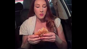 Image italian Long hair Milf Artemisia Love eating in the car slow motion