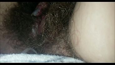Image Quick masturbation in the bed Hairy pussy close up orgasm big clit cumming