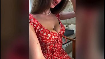 Image Stepmom with big tits wears a red dress