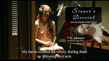 Image Redhead reads you a titillating tale topless