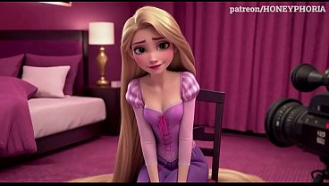 Image Shy Rapunzel in Sex Casting! Innocent Princess Does First Blowjob, Deepthroat & Handjob Tangled 3D cartoon animation