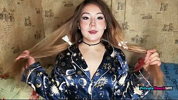 Image Russian chubby girl with big legs plays with her tight pussy with the dildo inside