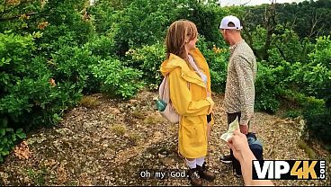 Image VIP4K. Got her a nice offer and fucked her in the forest