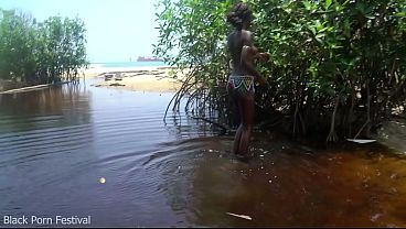 Image This gorgeous skinny african slut gave me a footjob in the wild