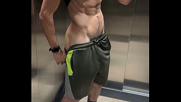 Image Prank with a big dick and no underwear after training