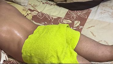 Image Mother-in-law with huge butt helps son-in-law_ massage turns into a