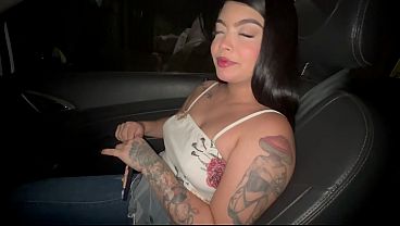 Image She seduces the Uber driver and ends up sucking and fucking him inside the car until he cum inside pussy. 18 years old- creampie- amateur- pov- mexican- close up
