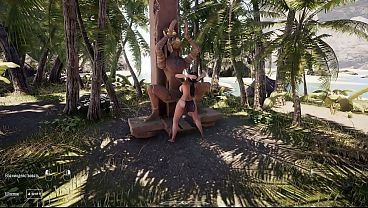 Image Lara Croft explores a secret desert island in search of pleasure. 3D Animation Hentai