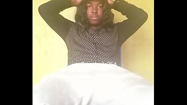 Image Naughty crossdresser jerking off big black cock