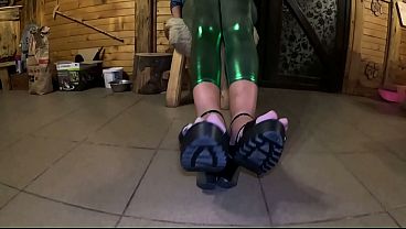 Image Shiny Leggings Cameltoe Dance, Deepthroat and Cum on My Pussy