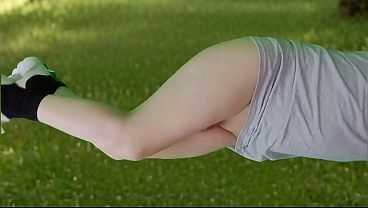 Image 888 White Pretty Femboy on Green Grass Booty Soft Body Delicious and Young