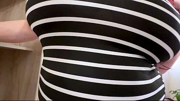 Image Stepmom gently squeezes stepson's cock with her big ass and gets cum in anal