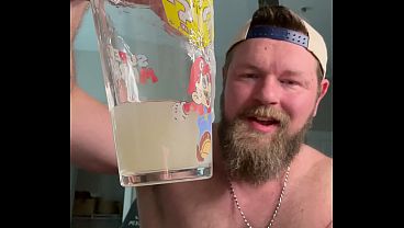 Image Tall Hunk Fills a Glass With Load After Load of Sperm