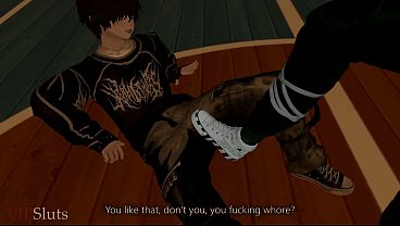 Image VIPSluts - Futanari Bully Pins Shy Femboy Against the Wall, Milks His Cock Then Makes Him Deepthroat Hers