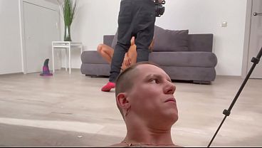 Image While this insatiable busty slut gets pissed on and fucked in the ass by two cocks, I jerk off and enjoy it.