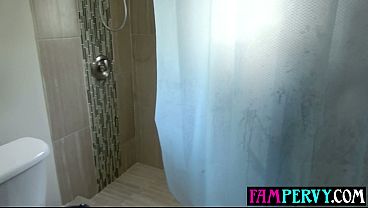 Image Showering teen stepsister invites pervert stepbro in to fuck him