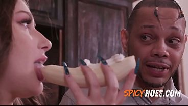 Image Busty Babe Takes Meaty BBC In The Kitchen - Bella Blu