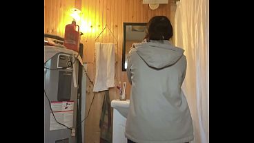 Image cooking food at kitchen then pussy cant wait go to piss