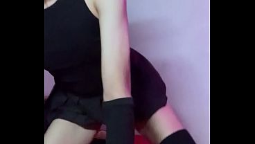 Image Femboy jerking and shaking her big cock