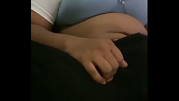 Image The stepsister went live and showed her pussy and boobs to her fans.