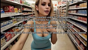 Image Naughty blonde masturbating and showing her pussy in the shopping center - Ai generated