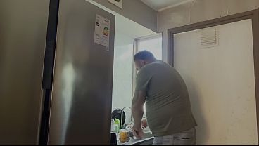 Image rubbing the crockery until it shined while waiting for his wife to arrive first, his stepdaughter
