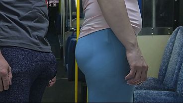 Image Pervert Stranger Touch Her Ass Inside Bus and Ejaculate Using Girl's Hand