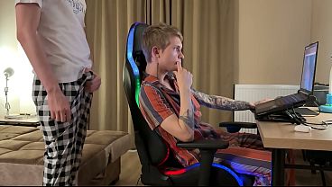 Image Big Dick Forces Gamer Twink to Deepthroat and Get His Tight Ass Bred