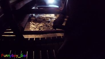 Image Sweating and jerking off naked in a mystical barn sauna.