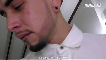 Image Curvy Colombian Gets Her Huge Oiled Ass Fucking Spread Open in Doggy, Jeans Down to Her Ankles