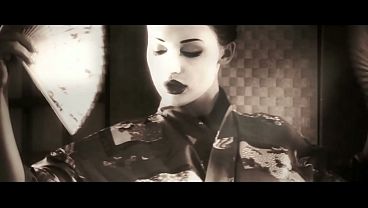Image A cinematic shots of a geisha taking in her partner in elegant cowgirl