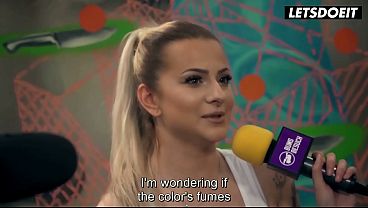 Image Blonde Babe Teases Artist in His Messy Studio... Watch What Happens When the Brushes Drop