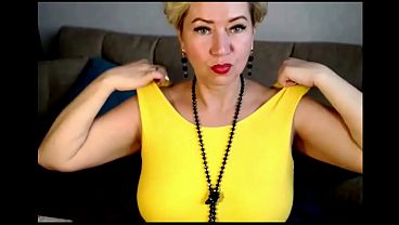 Image My wife is a cool webcam slut-14 .!. )) Hot mature bitch in yellow dress...