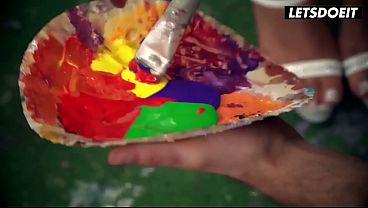 Image Big Tit Tattooed Babe Gets Messy Body Painting... Watch Where His Hands End Up