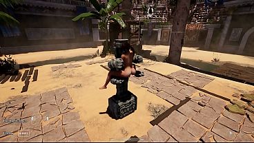 Image Lara Croft didn't expect that she would suddenly sit on this huge stone penis statue